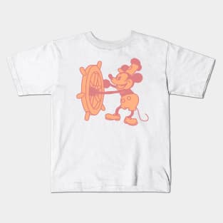 Peach Fuzz Steamboat Willie Mouse Pantone Color of the Year 2024 Kids T-Shirt